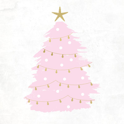 Pink And Gold Christmas Tree - Wrapped Canvas Print