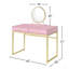 Bureau de coiffeuse 2 tiroirs avec miroir et plateau à bijoux, rose et or