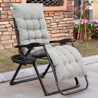 Outsunny Zero Gravity Chair, Folding Reclining Lounge Chair with Padded Cushion, Side Tray for Indoor and Outdoor, Supports up to 264lbs