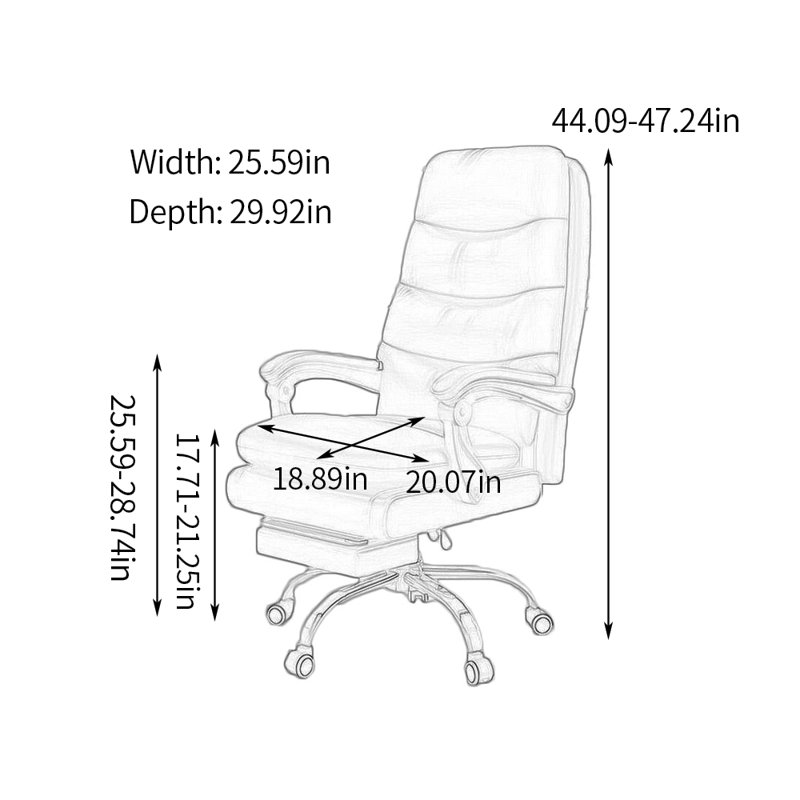 Ergonomic Office Chair With Adjustable Height Executive Chair with Headrest, White