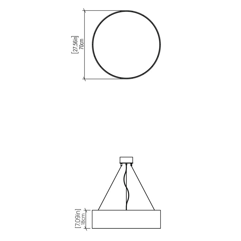 Lustre cylindrique Cilíndrico, H 7,02 po x l 27,3 po x P 27,3 po, Érable