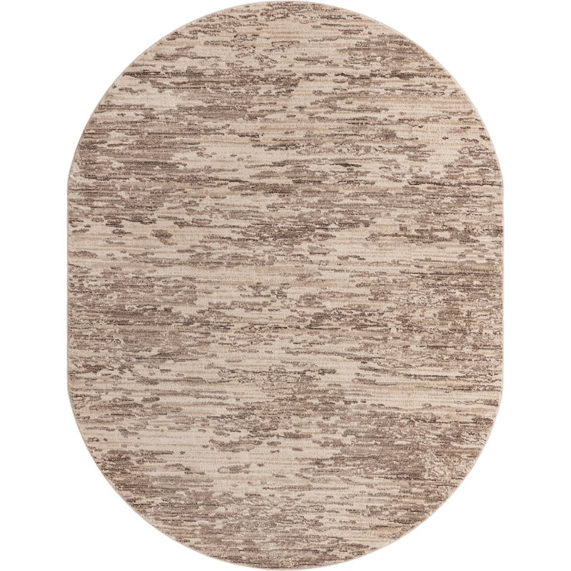 Contemporary Araceli Area Rug Light Brown Color, Oval 8' x 10'