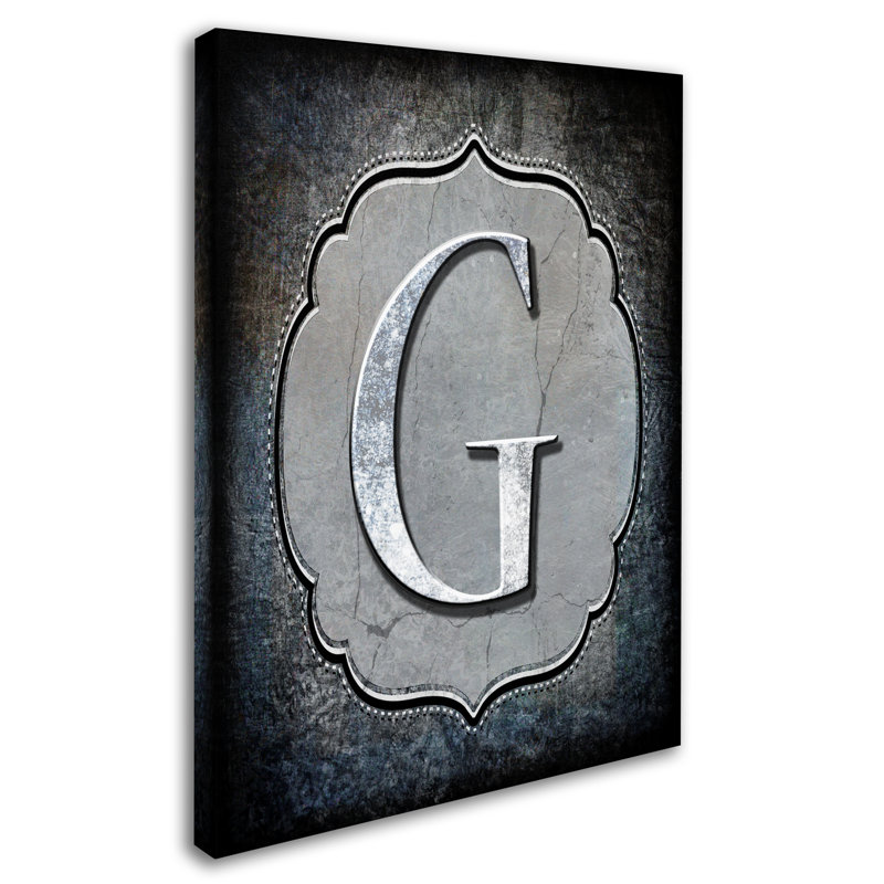 « letter g », art textuel sur toile tendue, H 32 po x l 24 po x P 2 po