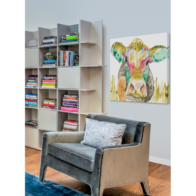 Hifi Cow I - Wrapped Canvas Print, 45cm H x 45cm W