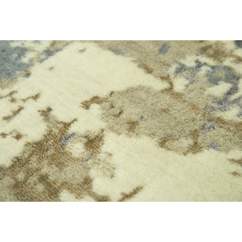 Tapis beige / gris en laine Power Loom, Tapis de couloir beige