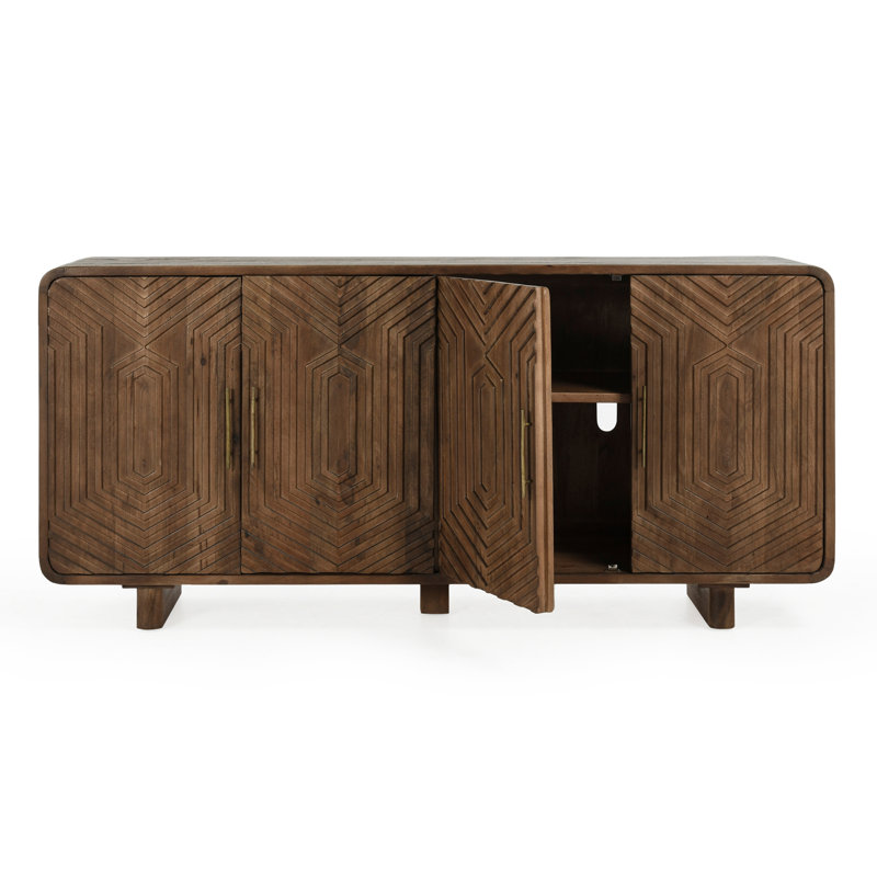 Buffet en bois massif Quince, Brun