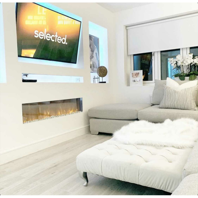 digital flames White Electric Fireplace, 16.9" H x 50" W x 6.7" D