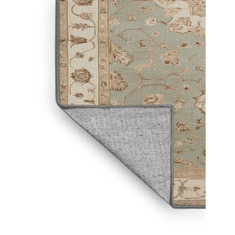 Tapis gris Tabriz lavable à la machine, Rectangle 6 pi x 9 pi