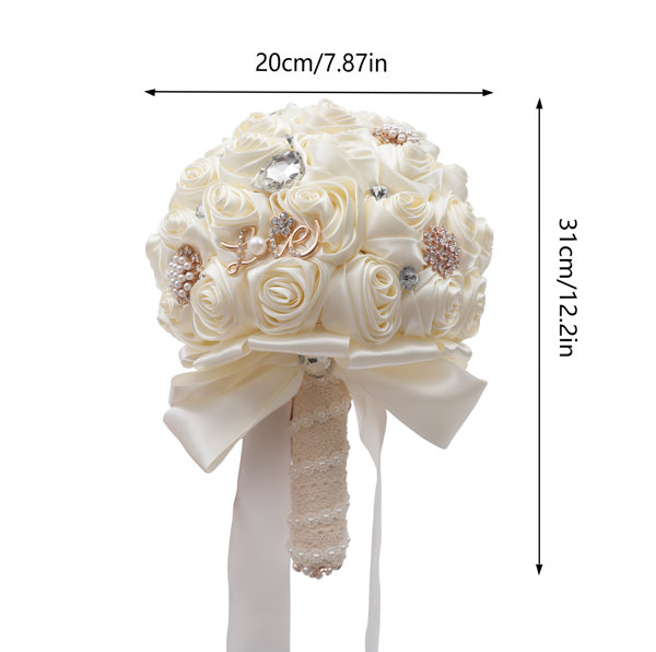 Silk Ribbon Wedding Bouquet with Rhinestone Accents – Hollywood's