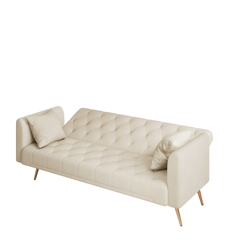 Canapé convertible Cathal, Velours beige