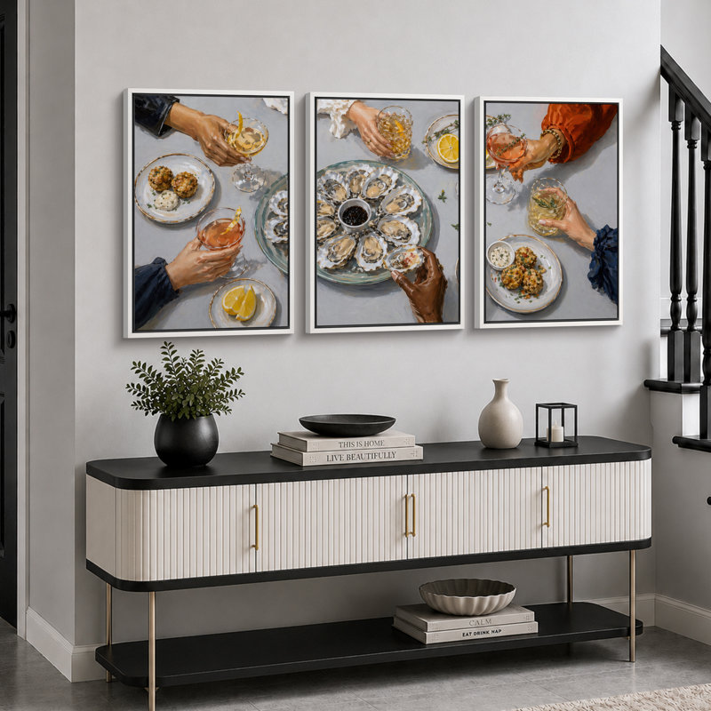 Oyster Dinner Party Table, H 36 po x l 72 po x P 1,5 po, Cadre blanc