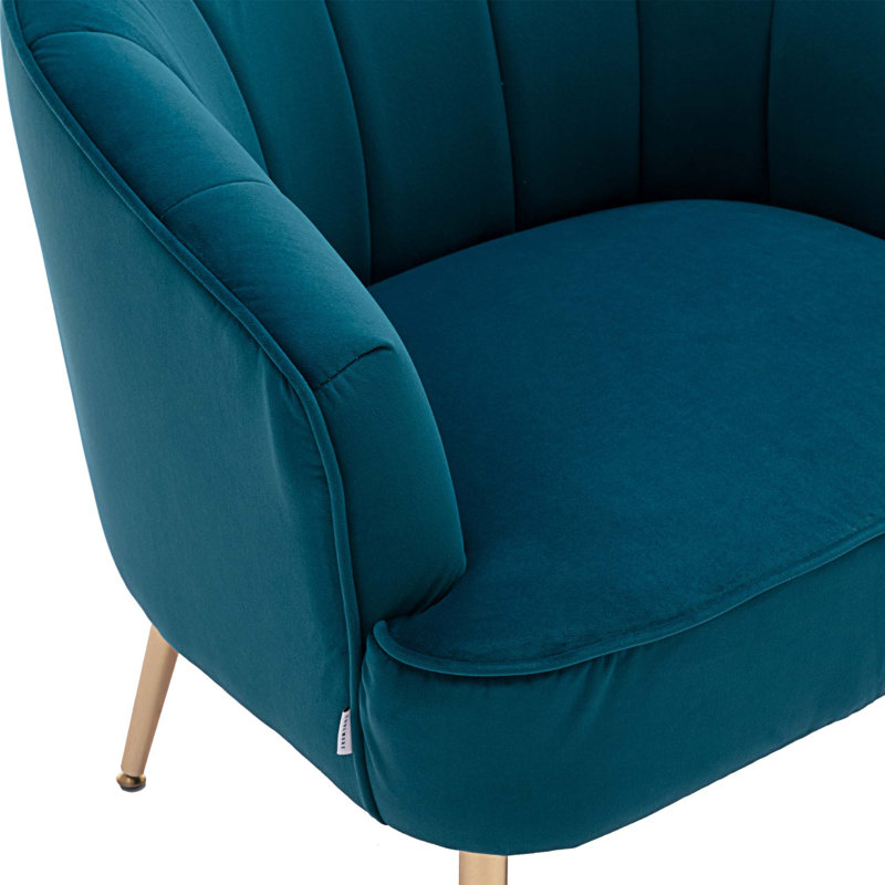 Efthemia 27,17 po de large capitonné, Velours bleu sarcelle