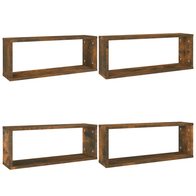 vidaXL Wall Cube Shelves Wall Mounted Organizer Engineered Wood, Smoked Oak