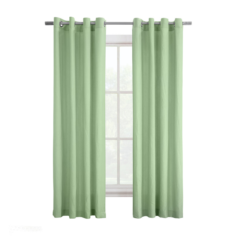 Philipsberg Solid Semi-Sheer Grommet Single Curtain Panel, 52" W x 84" L, Celadon