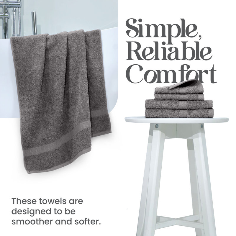 Essentials 6-Piece Bath Towel Set, Monument Gray