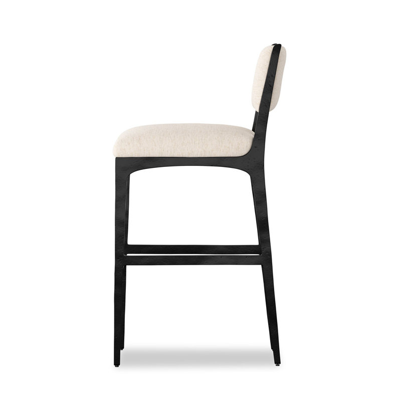 Valeene Upholstered Bar Stool with Metal Frame, Crypton Nomad Snow, Bar