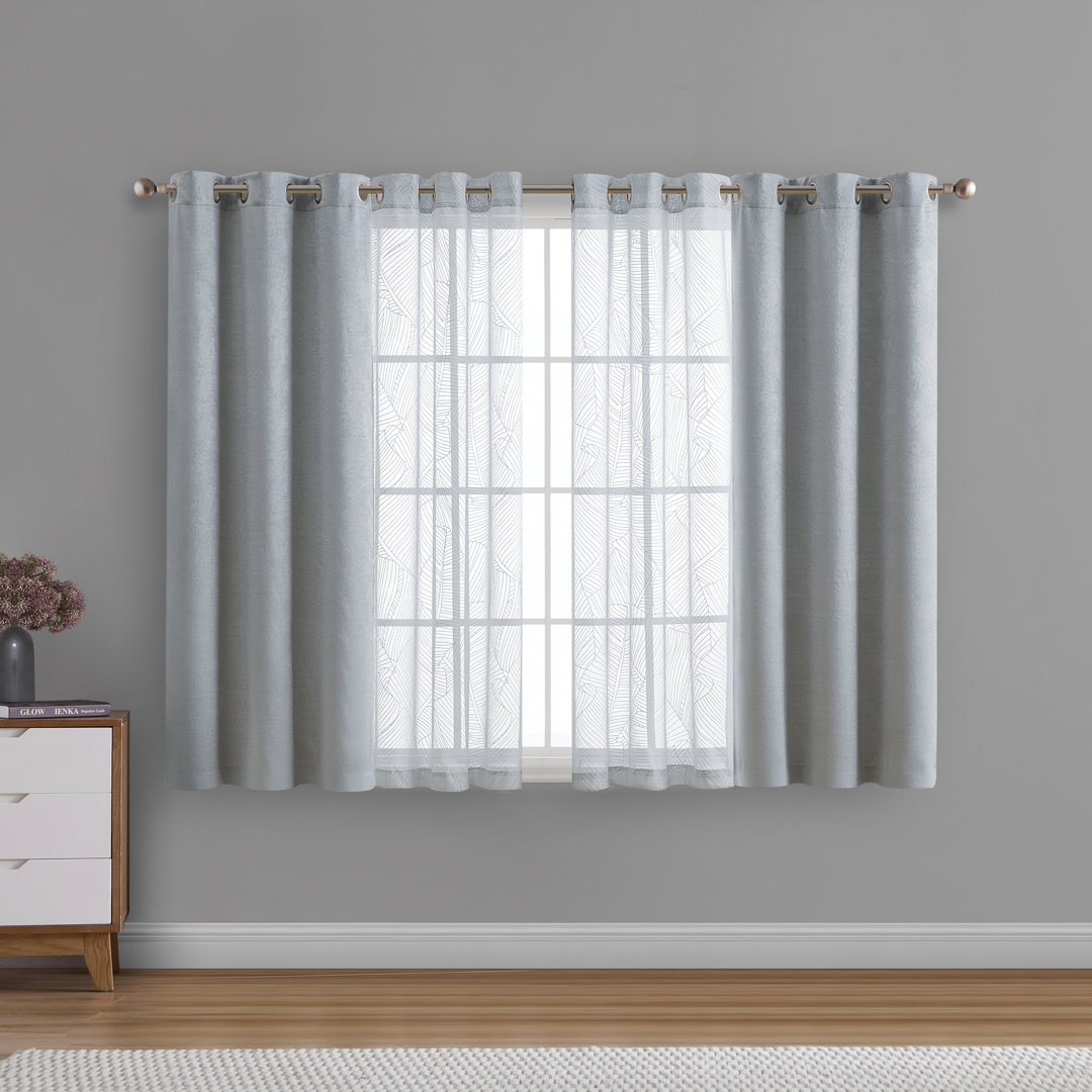 Hudson Puff Paint Room Darkening Grommet Curtain Panels (Set of 4) VCNY 