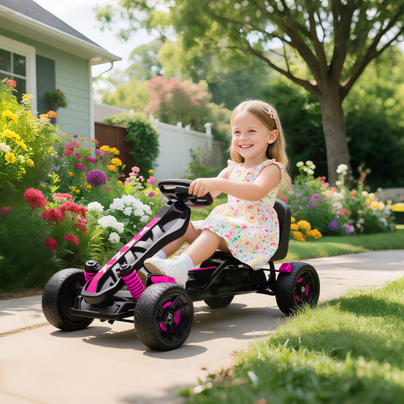 Zoomie Kids Go Kart, Pink