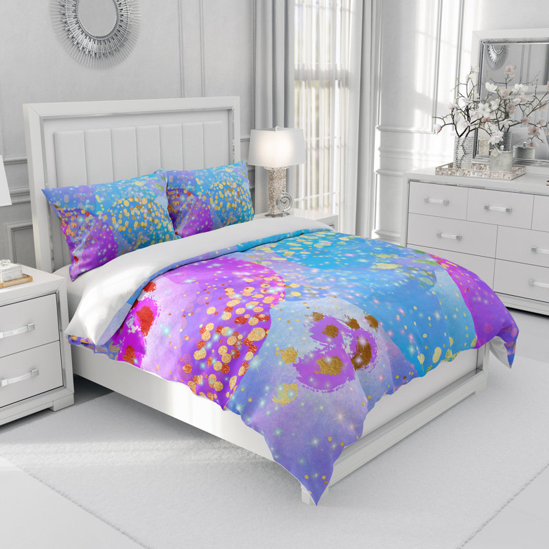  Ensemble de housse de couette Confetti, Housse de couette grand + 2 taies décoratives