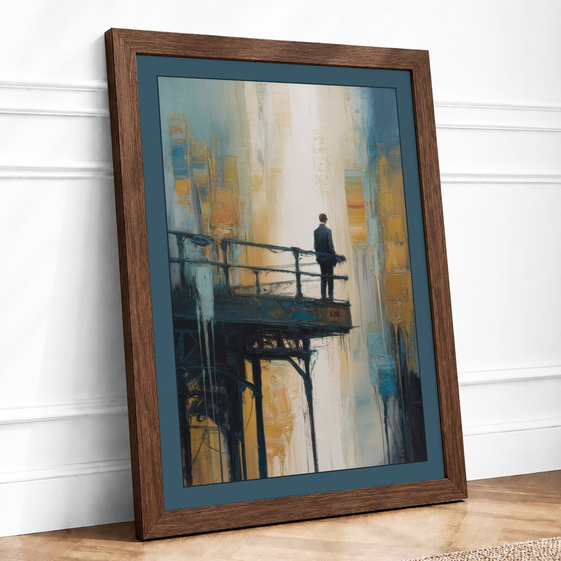 Solitary Urban Moment Modern - Framed Print, A4 - 29.7 x 21.0 cm, Walnut