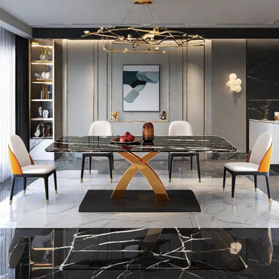 Luxury modern rectangular dining table sets