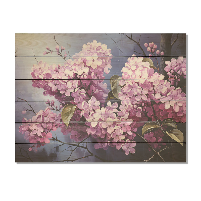Parfum surréel beauté lilas - lilas, art mural sur bois de pin naturel, H 30 po x l 40 po