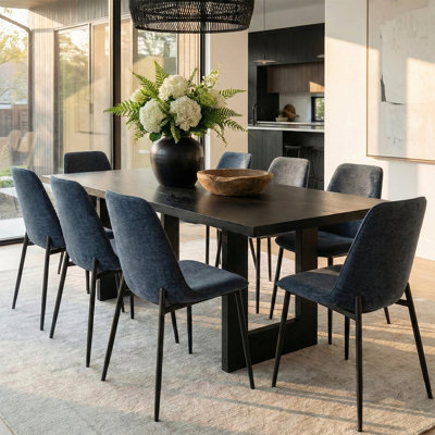 Upholstered Chenille Fabric Side Dining Chair (Set of 8)