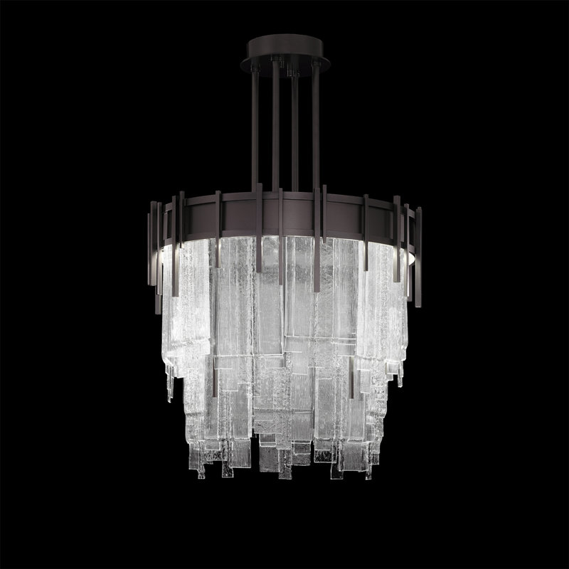 Luminaire suspendu à 10 lumières Arpeggio, Verre transparent, Noir