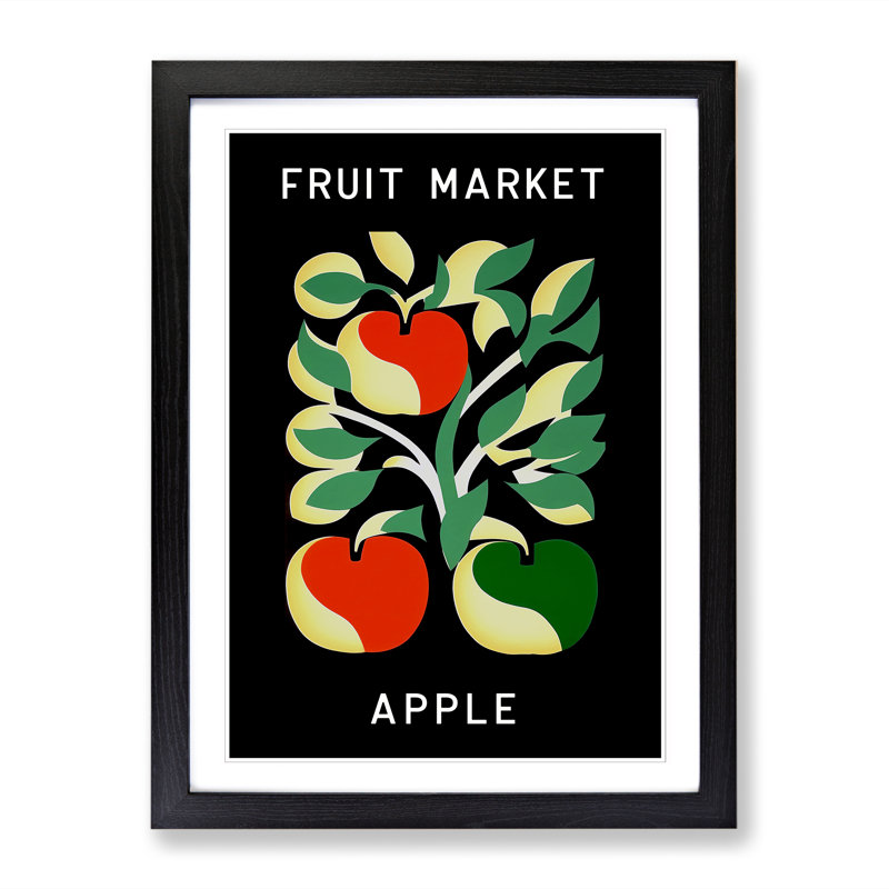Apple Fruit Market Exhibition Vol.2 - Single Picture Frame Print on Wood, 46cm H x 34cm W x 2cm D