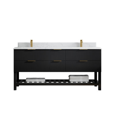 Meuble-lavabo double autoportant 72 po avec comptoir en quartz Diascia