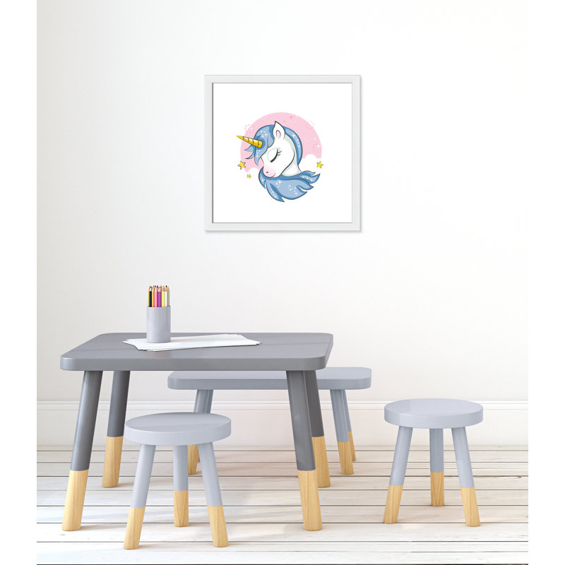 Impression sur papier Sparkly Unicorn, H 22,5 po x l 22,5 po x P 0,6 po, Encadré plat blanc
