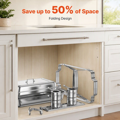 Ensemble de buffet chafing dish en acier inoxydable, 8 pintes (lot de 4), avec casseroles pleine grandeur et support à combustible pour une restauration élégante.