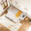 Lit plateforme simple en bois multifonctionnel avec bureau et tablette de rangement au bout du lit-2082719271
