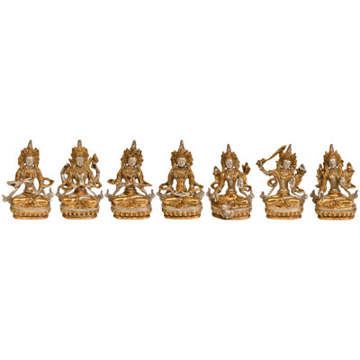 Ensemble de 5 sculptures en laiton de la collection de la divinité bouddhiste tibétaine 5 po - ensemble d'autel fabriqué à la main méditation