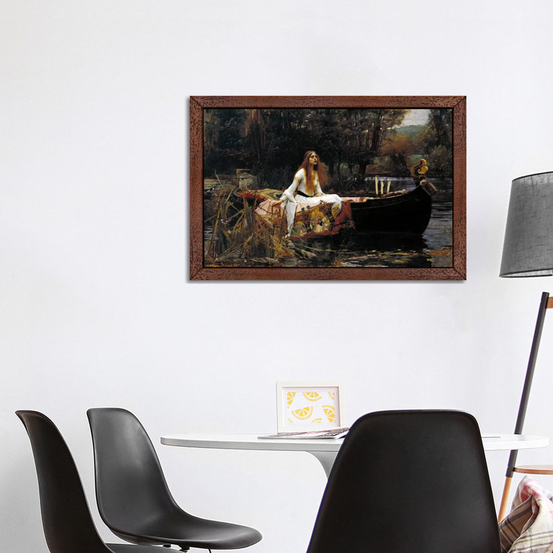 The Lady Of Shalott by John William Waterhouse - Painting on Canvas, Brown Framed, 101.6 cm H x 66.04 cm W