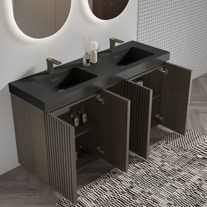 Meuble-lavabo autoportant 60 po avec lavabo 60 po pour salle de bain moderne
