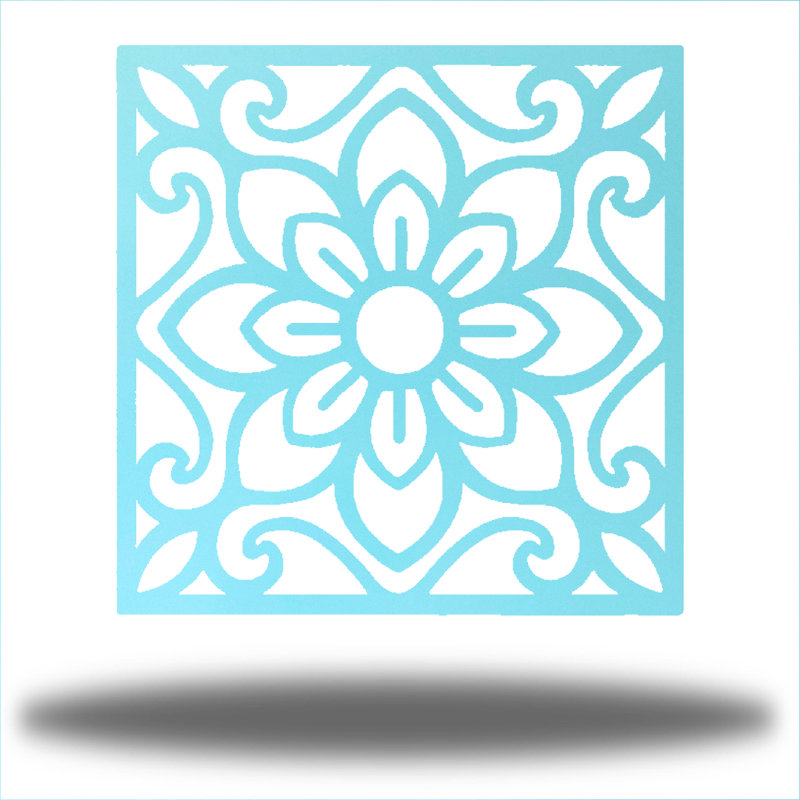 Traditional Plants & Flowers Wall Decor on Metal, Light Blue, 36" H x 36" W x 0.06" D