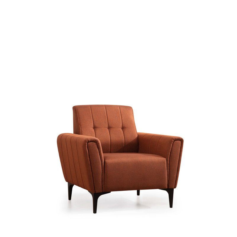 Élégant canapé 1 place, rouge carrelé, 35,4 po x 37,4 po x 30,3 po | Structure en bois de hêtre et en carton, tissu 100% polyester | Coussin de dossier en mousse et en silicone gris doux | Entretien facile - nettoyage à sec et essuyage | Design moderne pour le salon