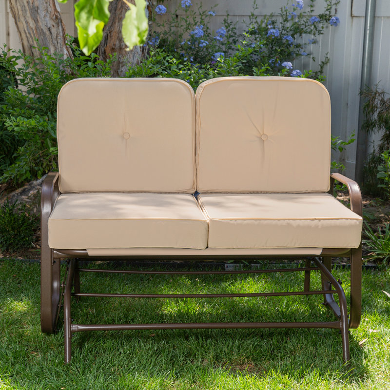 Banc d'extérieur en métal avec coussins, Beige