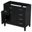 Base d'armoire de salle de bain 36 po. Meuble-lavabo autoportant noir avec tiroirs. Bois d'hévéa massif et rangement moderne. Assemblage requis en armoire de teinture.-340803501