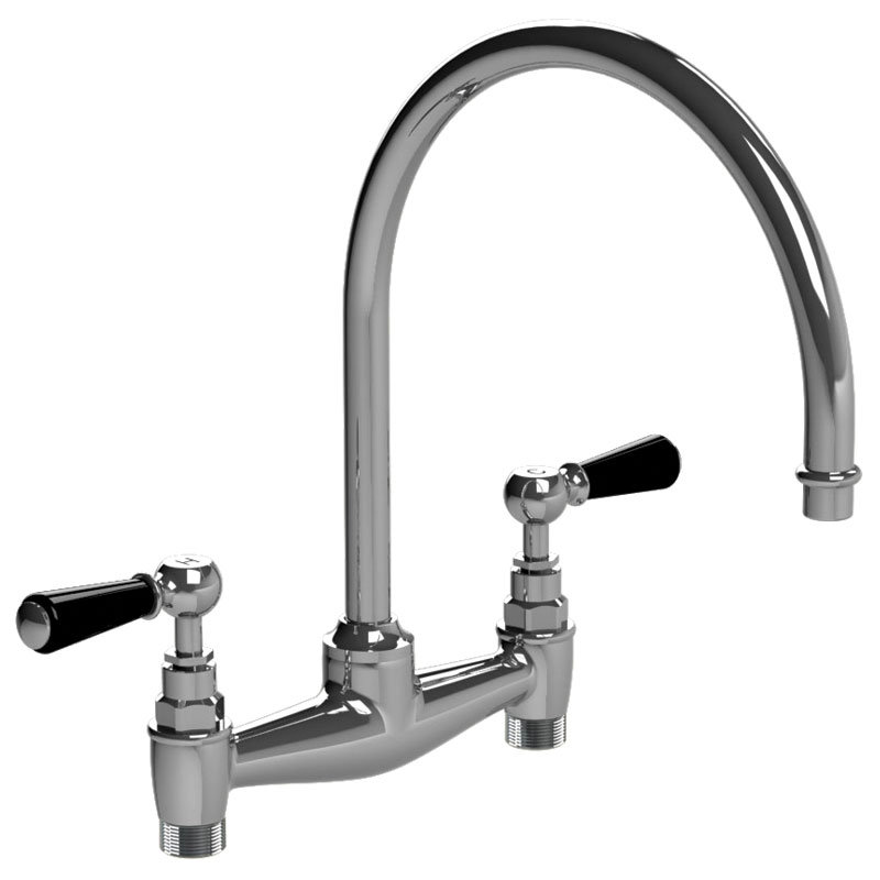 Kitchen Bridge Faucet, Polished Chrome, Lever Handle