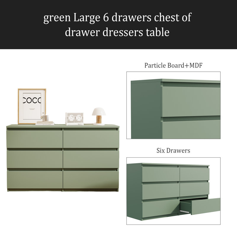 Grande commode 6 tiroirs, Vert
