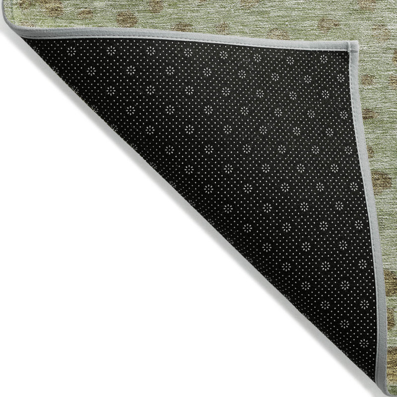 HomeRoots 3' X 5' Artichoke Green Abstract Washable Indoor Outdoor Area Rug
