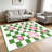 1PC green and white checkerboard pink floral area rugs for Living Room, Soft, All seasons, Easy-maintain, Washable Indoor mat, Farmhouse suitable for kitchen, dining room, bedroom, entryway, backyard, home office, Home Decor, Outdoor Decor.-1023771984