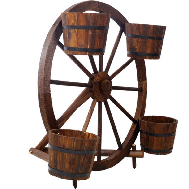 Wagon Wheel Barrel Planter