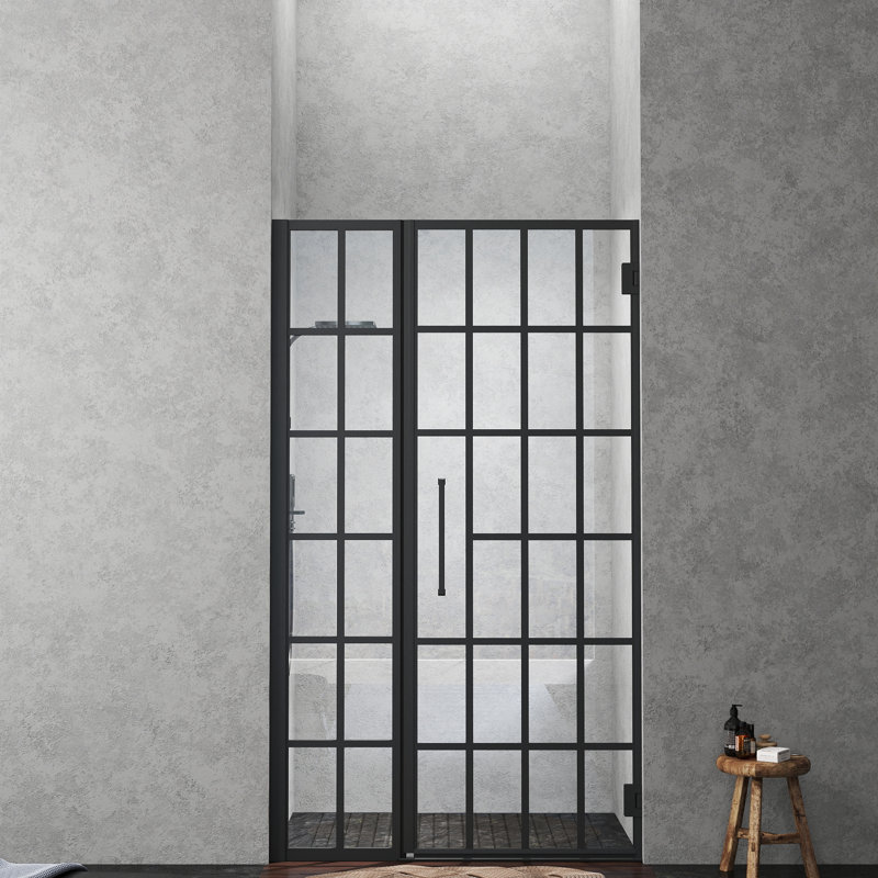 30"-34"W x 72"H Pivot Framed Shower Door with Pattern Glass