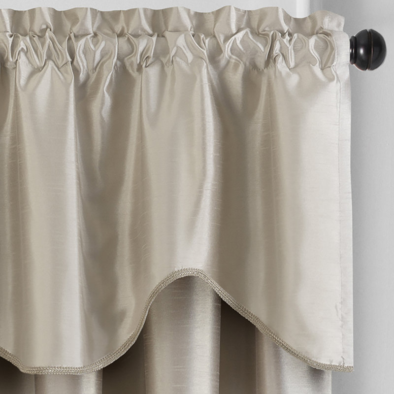 Colette Taupe Faux Silk Scalloped Window Valance