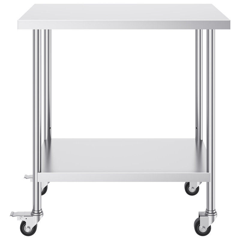 Table de travail en acier inoxydable, 4.92" H x 39.37" L x 27.36" W