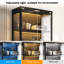 Vitrine Anmol avec portes en verre, armoire de rangement à 4 niveaux avec lumière DEL-931574233