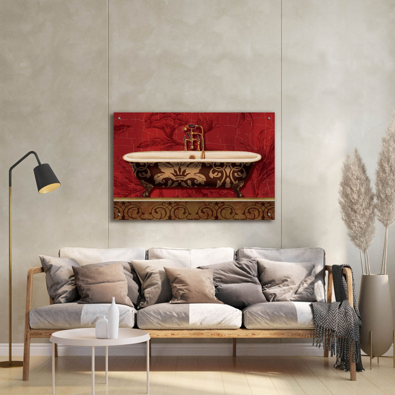 «Royal Red Bath I» par Lisa Audit, art mural en verre acrylique, H 24 po x l 36 po x P 0,2 po